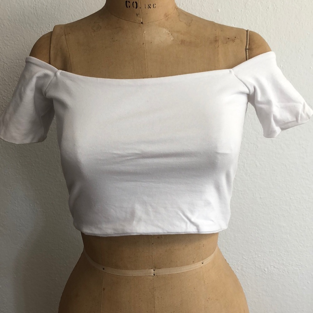 White off shoulder crop top